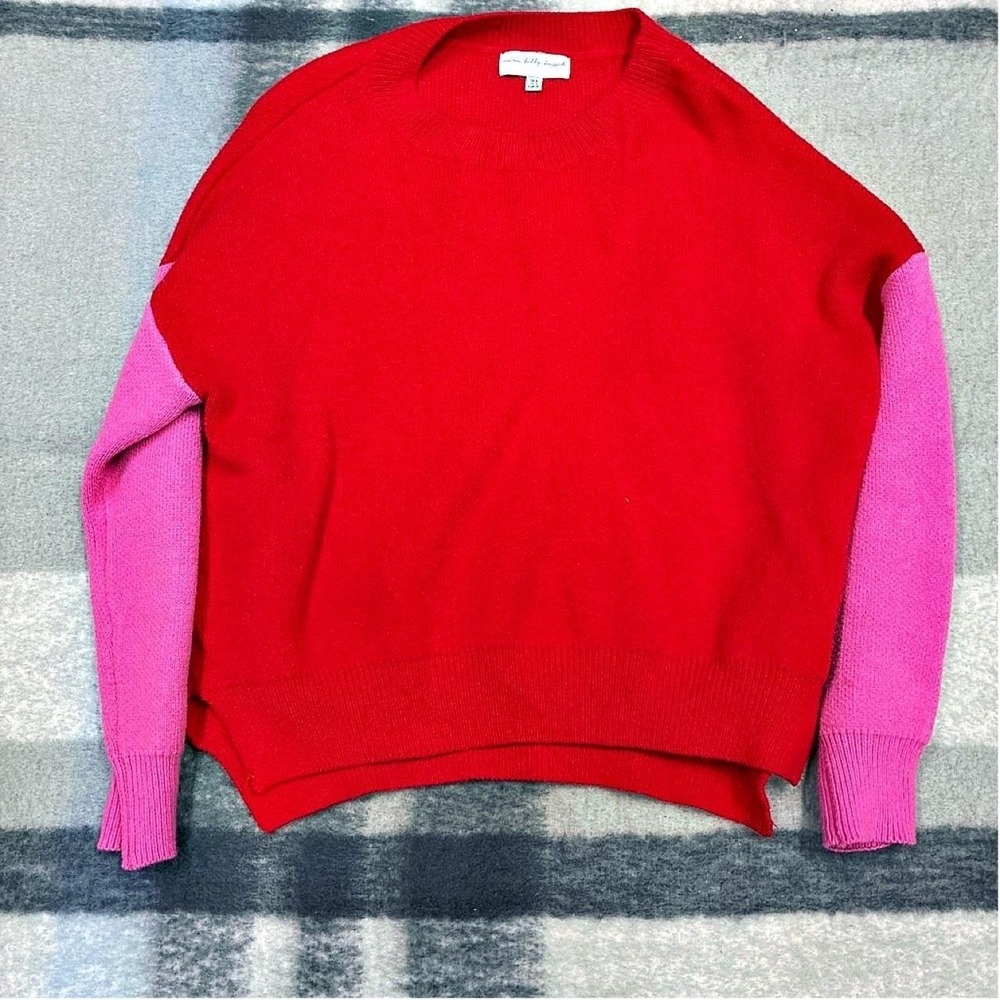 Never Fully Dressed Color Lock Knit Jumper Red Pink Colorblock Sweater US 4